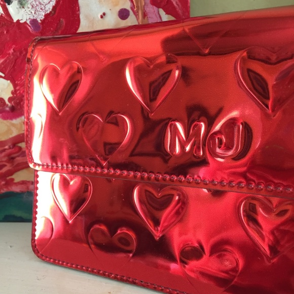 Marc Jacobs Red Mirrored Heart Leather Clutch - Picture 2 of 7